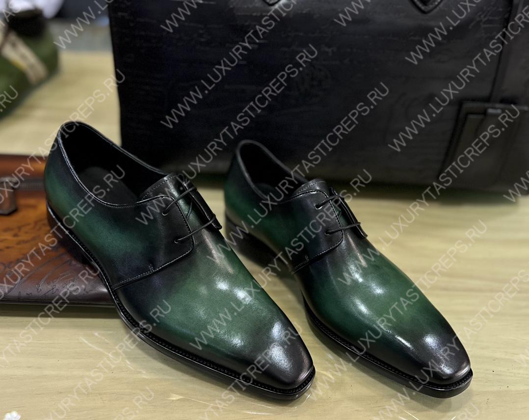 BERLUTI LEATHER DERBY OXFORD EMERALD S2912-V2