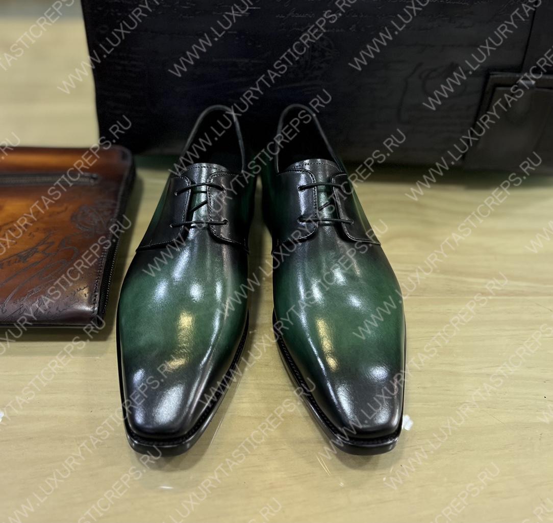 BERLUTI LEATHER DERBY OXFORD EMERALD S2912-V2