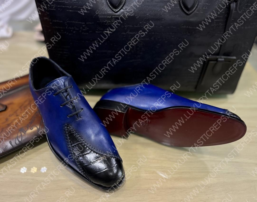 BERLUTI CROC LEATHER OXFORD BLUE S4322-V2