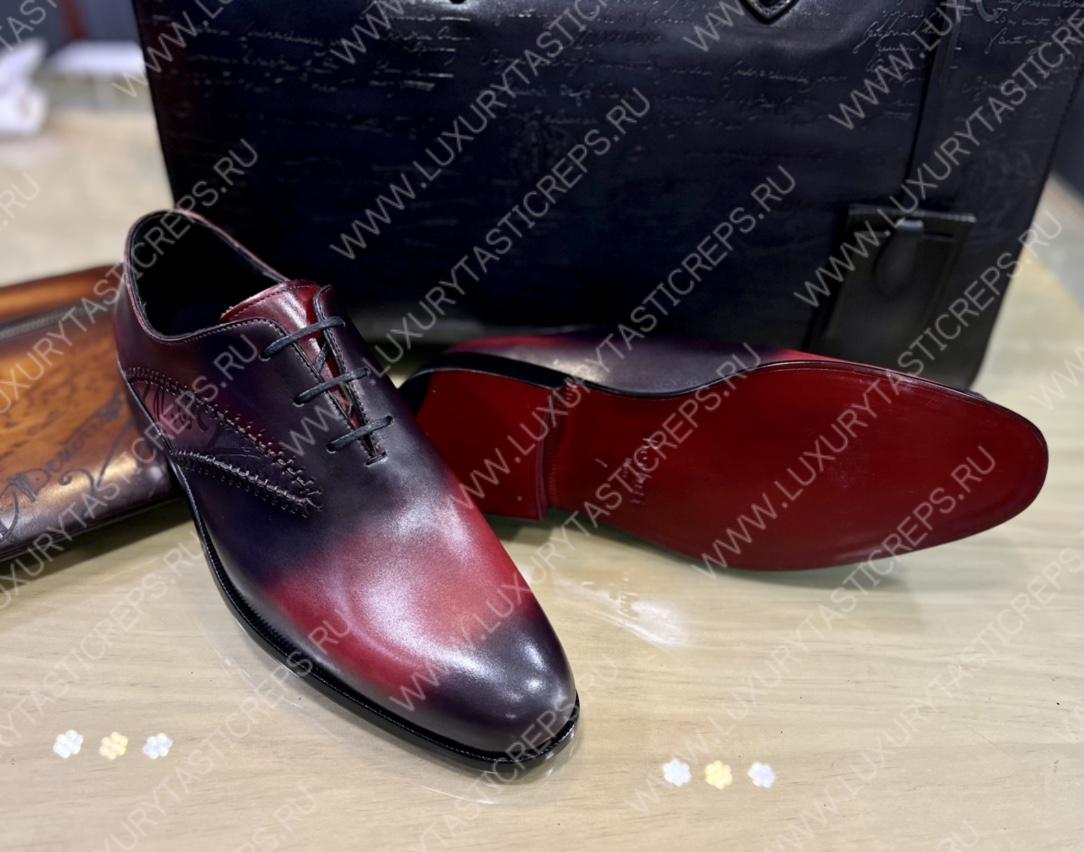 BERLUTI LEATHER OXFORD BROWN S6342-V1