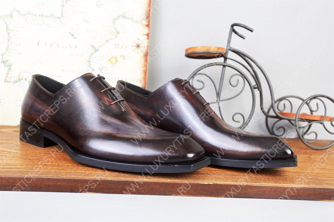 BERLUTI ALESSANDRO DEMESURE LEATHER OXFORD BROWN S6241-V3