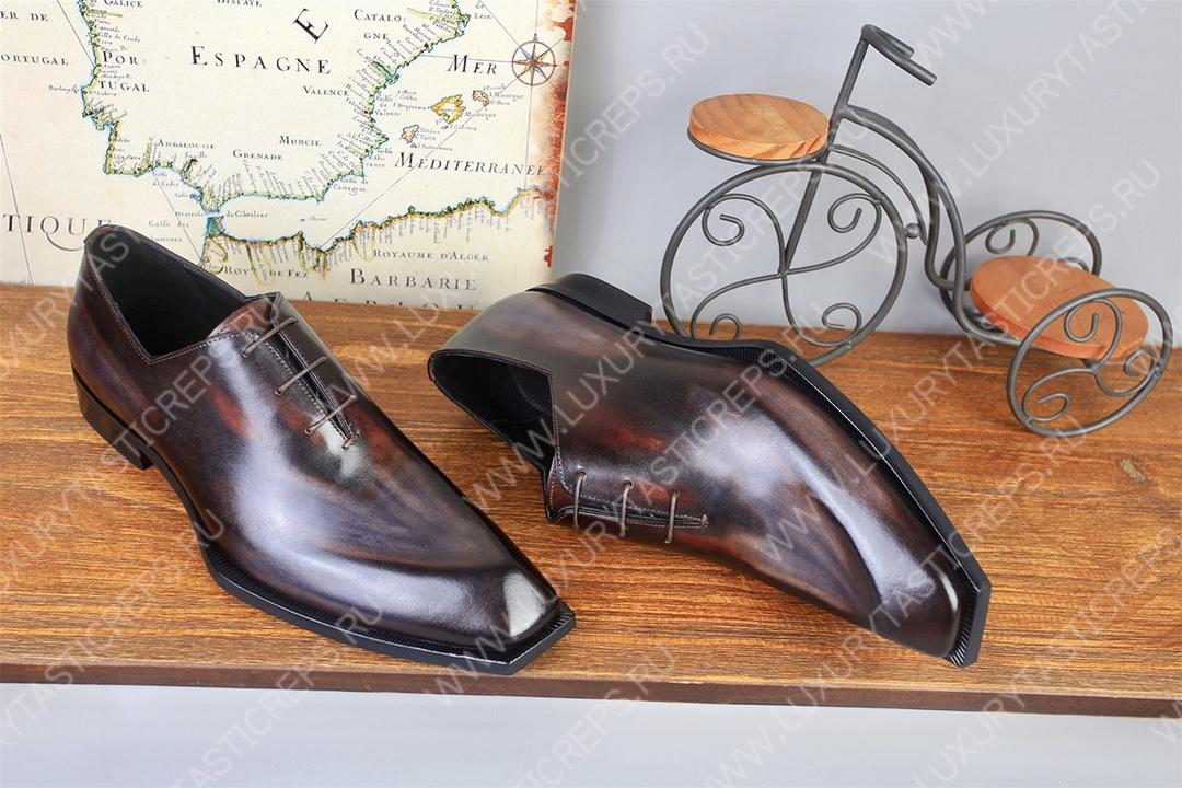 BERLUTI ALESSANDRO DEMESURE LEATHER OXFORD BROWN S6241-V3