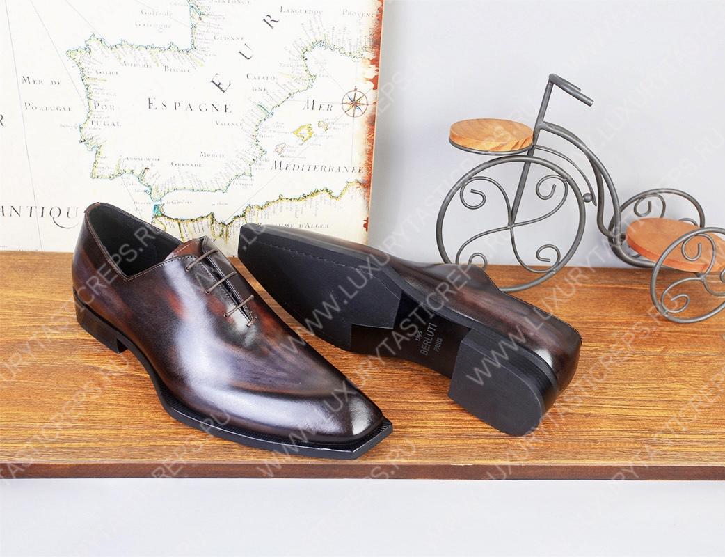 BERLUTI ALESSANDRO DEMESURE LEATHER OXFORD BROWN S6241-V3