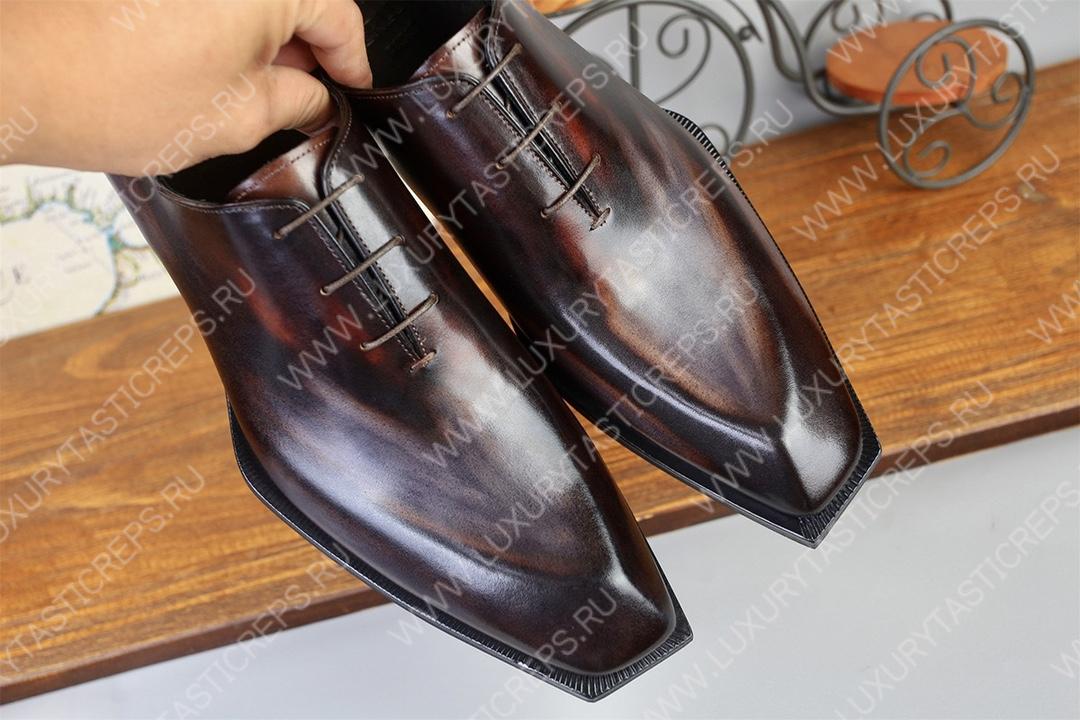 BERLUTI ALESSANDRO DEMESURE LEATHER OXFORD BROWN S6241-V3