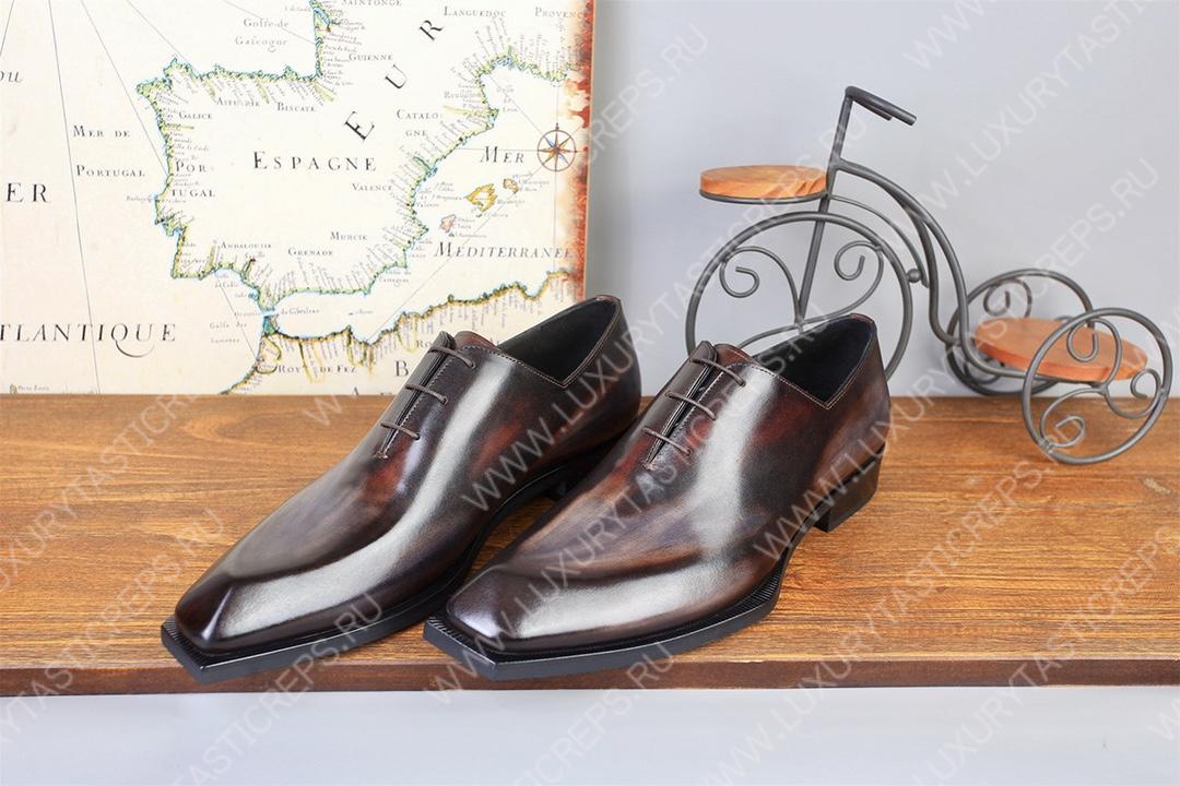 BERLUTI ALESSANDRO DEMESURE LEATHER OXFORD BROWN S6241-V3