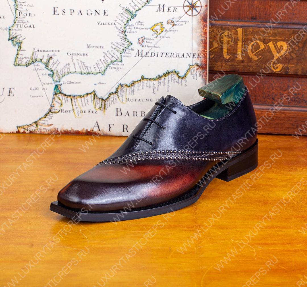 BERLUTI LEATHER OXFORDS BROWN/BLACK S5215-V3