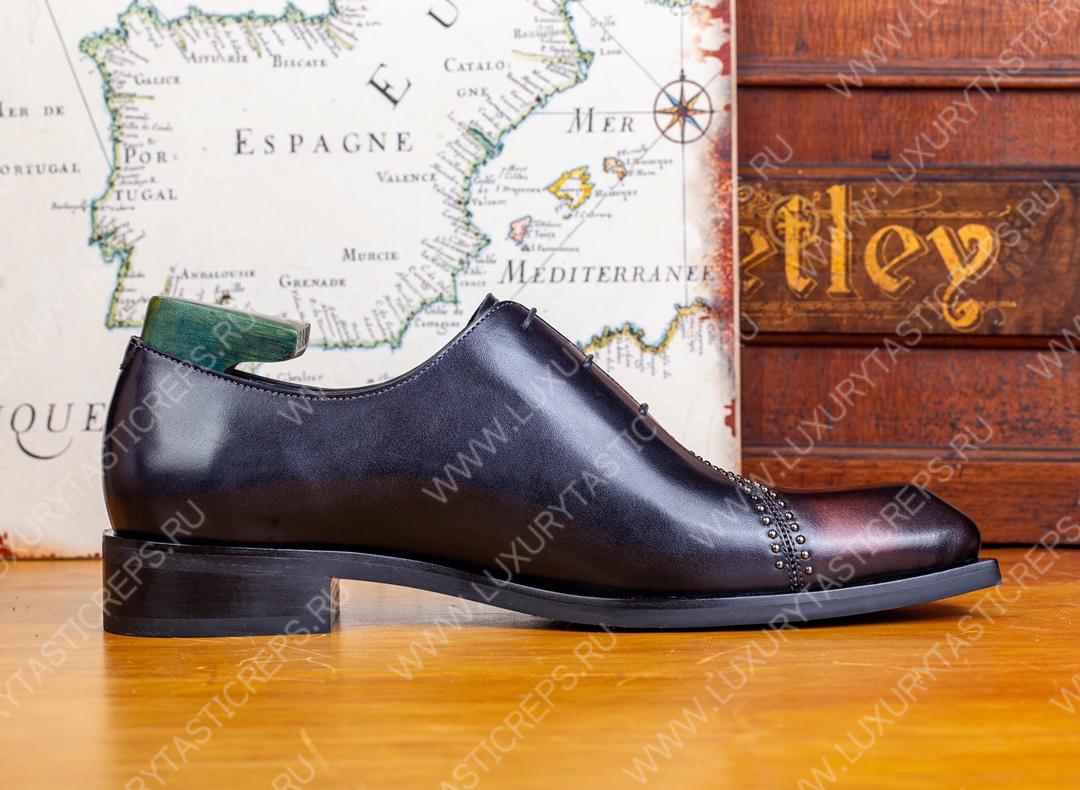 BERLUTI LEATHER OXFORDS BROWN/BLACK S5215-V3