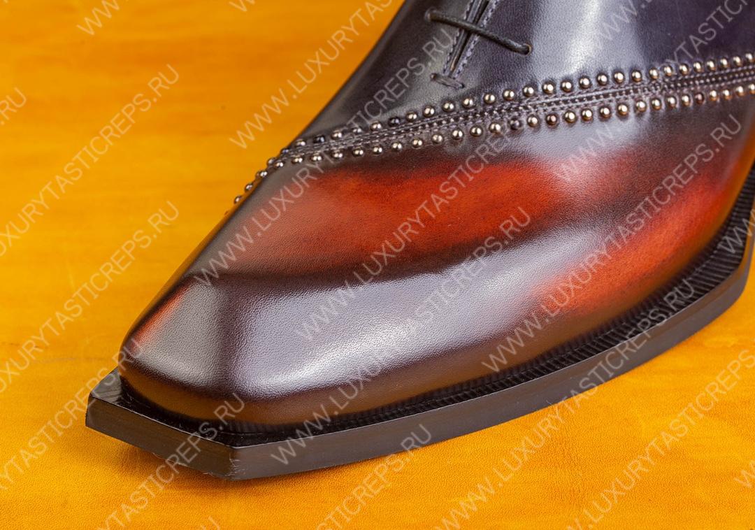 BERLUTI LEATHER OXFORDS BROWN/BLACK S5215-V3