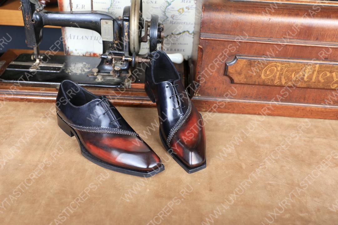 BERLUTI LORENZO STELLAR OXFORD BLACK AND INTENSE COCOA S4342-K1