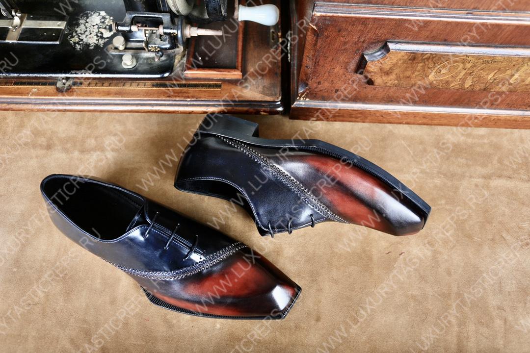 BERLUTI LORENZO STELLAR OXFORD BLACK AND INTENSE COCOA S4342-K1