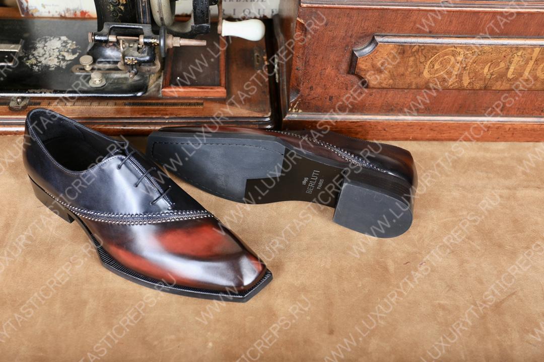 BERLUTI LORENZO STELLAR OXFORD BLACK AND INTENSE COCOA S4342-K1