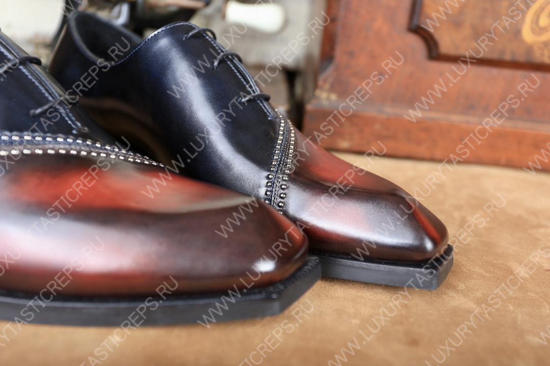 BERLUTI LORENZO STELLAR OXFORD BLACK AND INTENSE COCOA S4342-K1