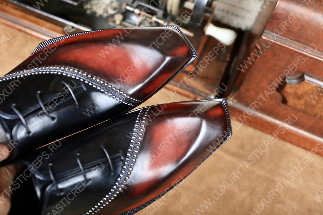 BERLUTI LORENZO STELLAR OXFORD BLACK AND INTENSE COCOA S4342-K1