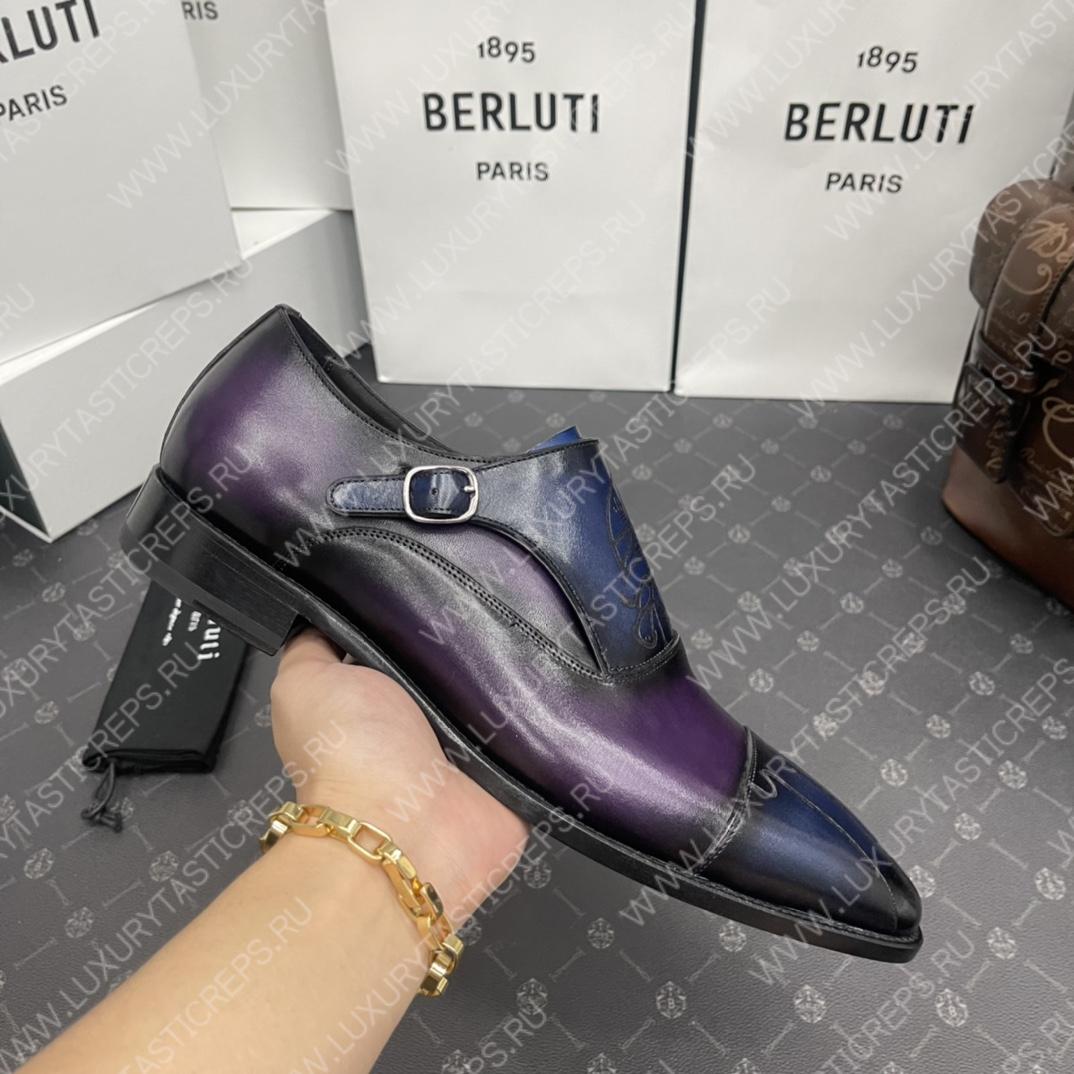 BERLUTI DEMESURE PATCHWORK SCRITTO SHOE PURPLE/BLUE S5590-V2