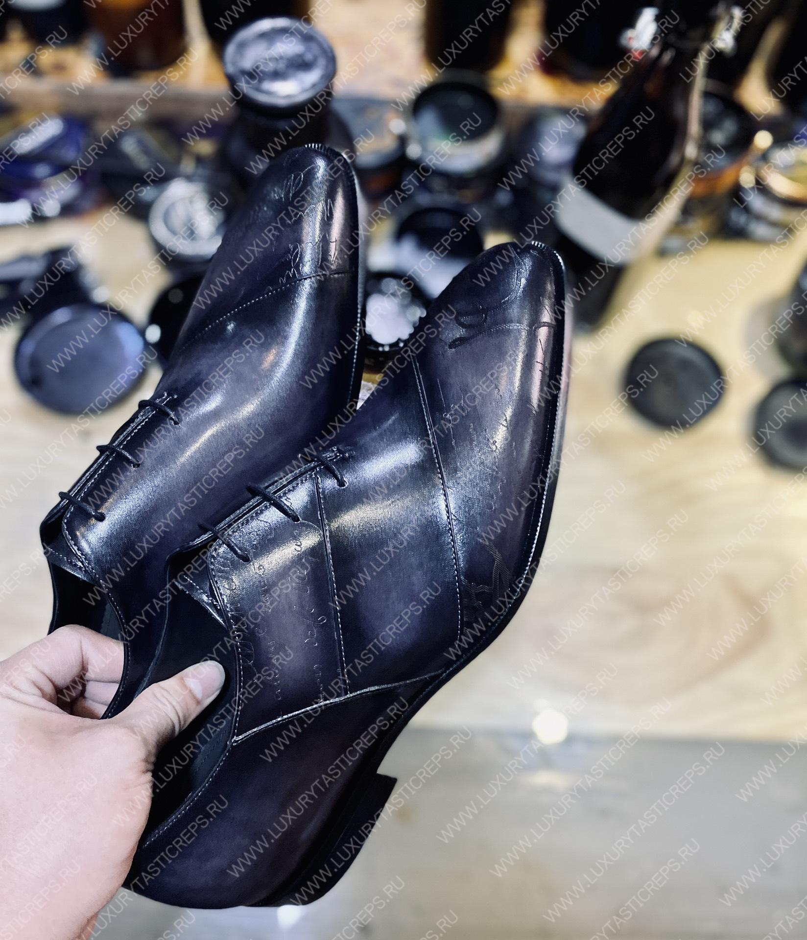 BERLUTI ALESSANDRO GALET SCRITTO OXFORD BLACK S4505