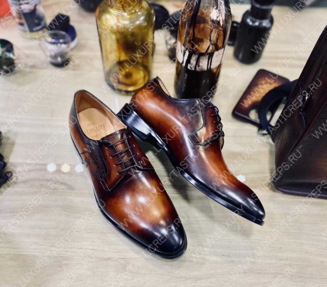 BERLUTI GALET SCRITTO OXFORD BROWN S4589-V2