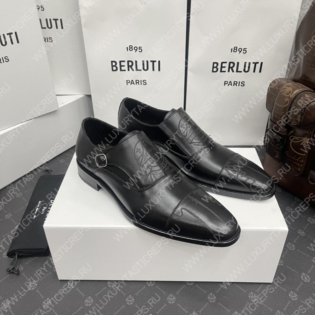 BERLUTI DEMESURE PATCHWORK SCRITTO SHOE BLACK S5590-V2