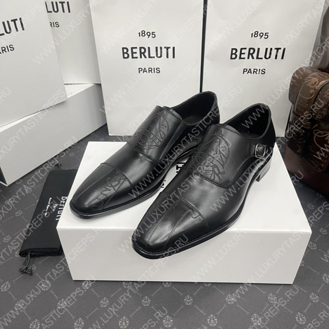BERLUTI DEMESURE PATCHWORK SCRITTO SHOE BLACK S5590-V2