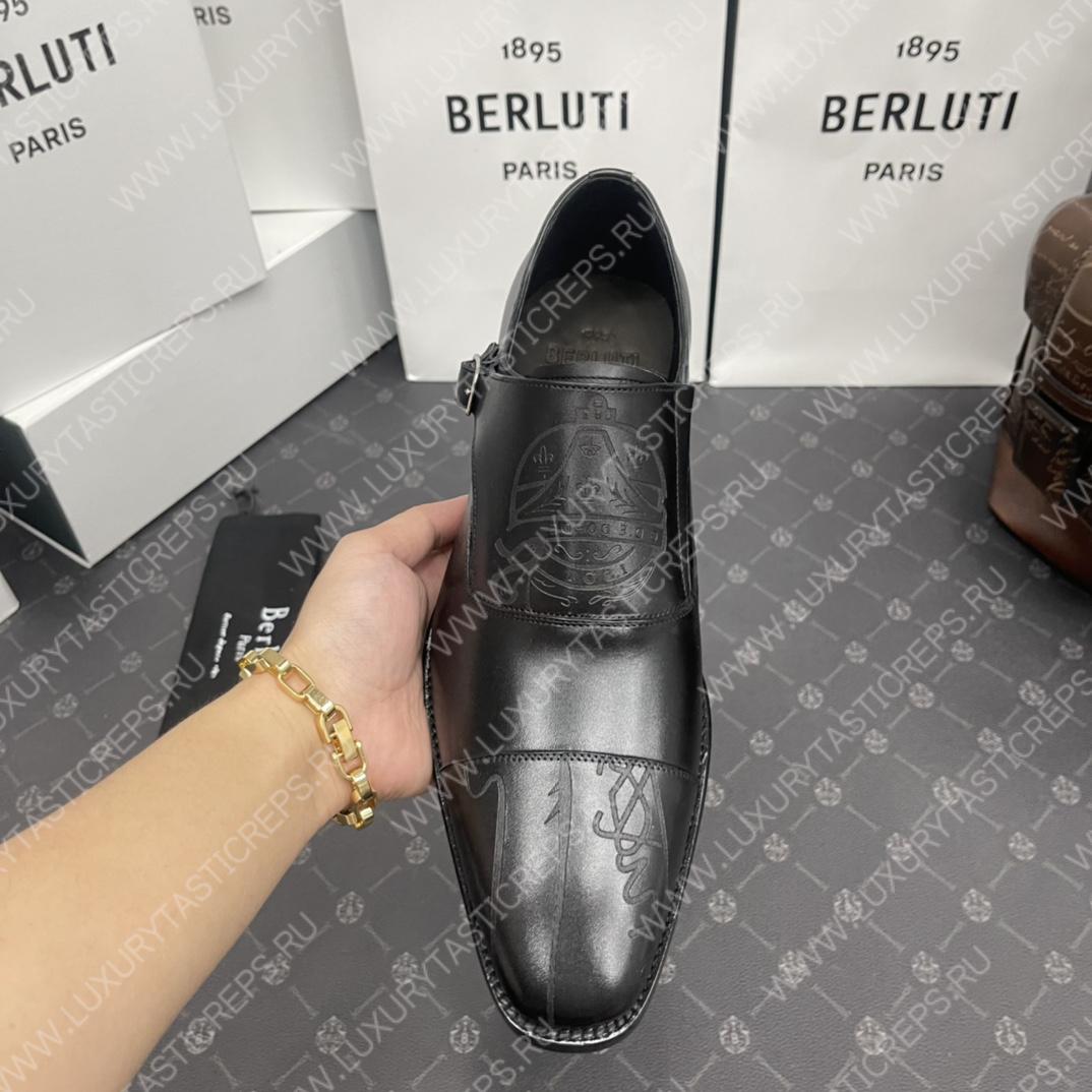 BERLUTI DEMESURE PATCHWORK SCRITTO SHOE BLACK S5590-V2