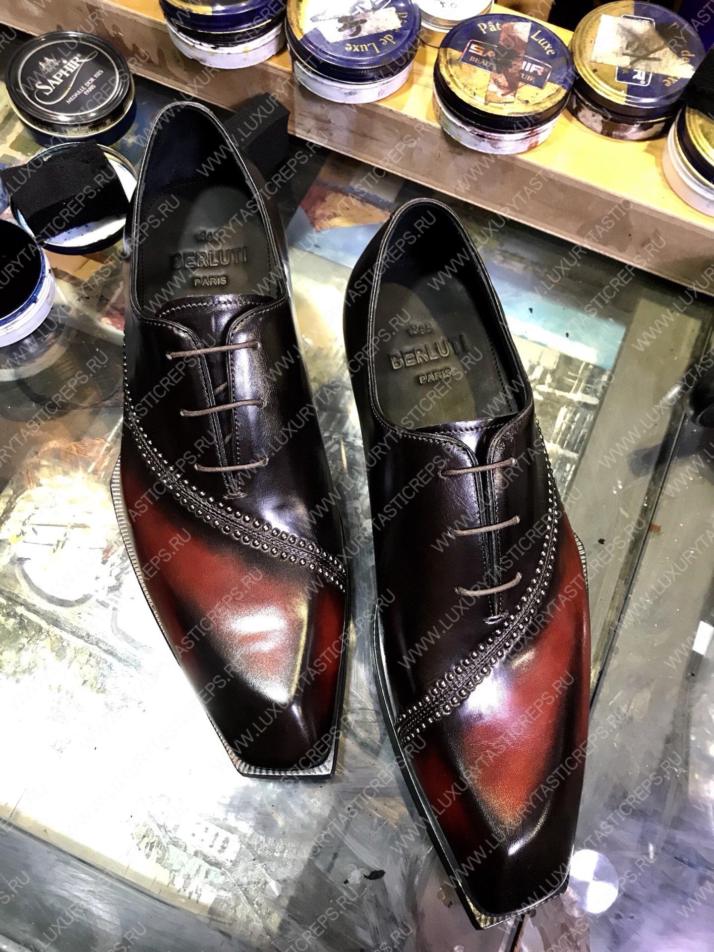 BERLUTI LEATHER OXFORD BLACK S5663-V1