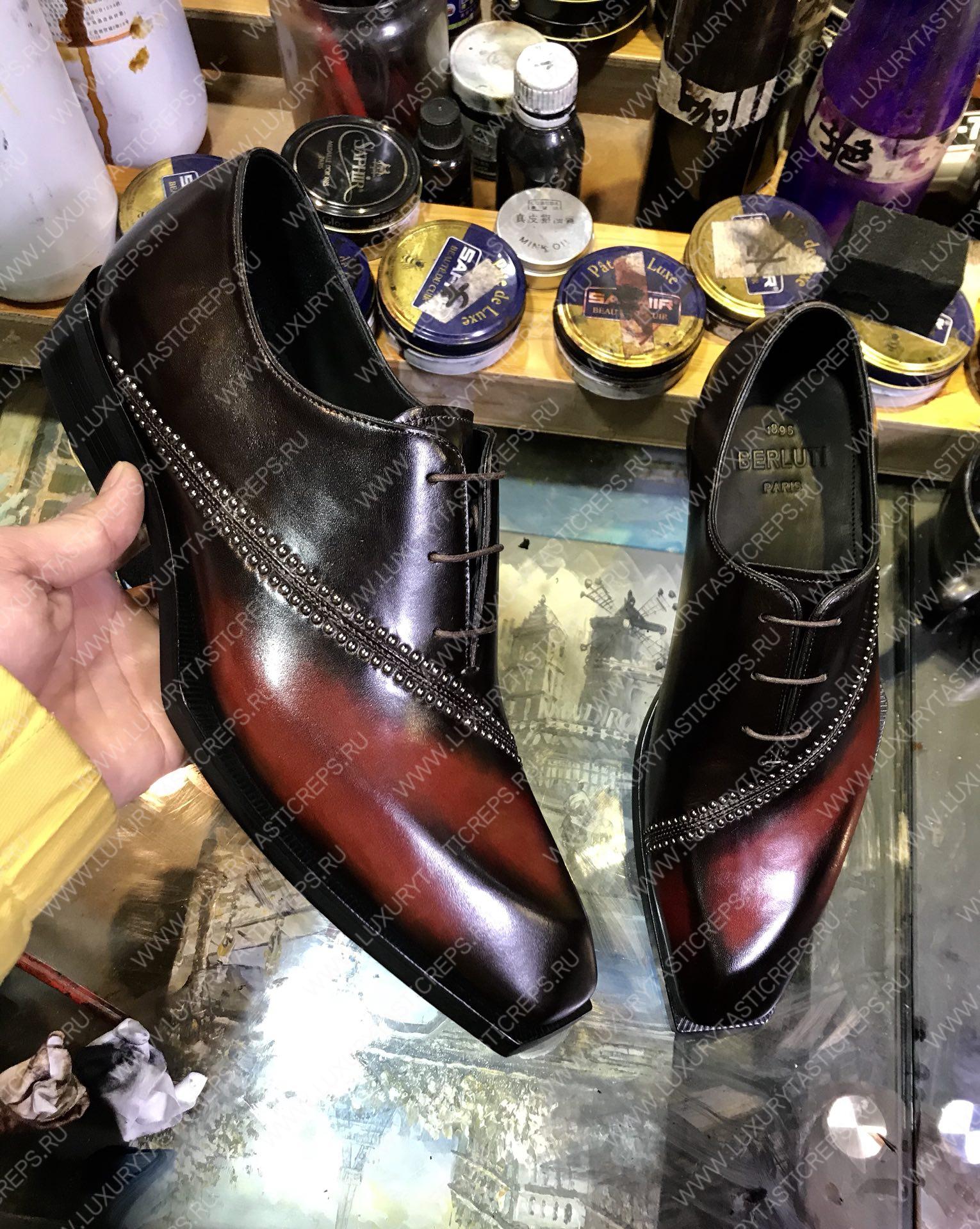 BERLUTI LEATHER OXFORD BLACK S5663-V1