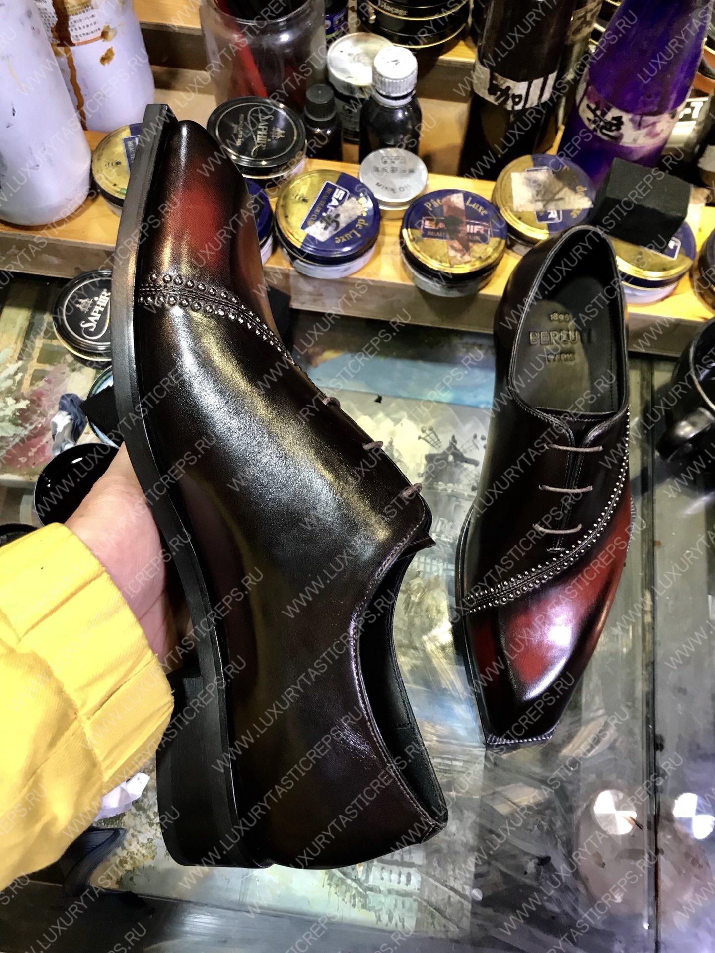 BERLUTI LEATHER OXFORD BLACK S5663-V1