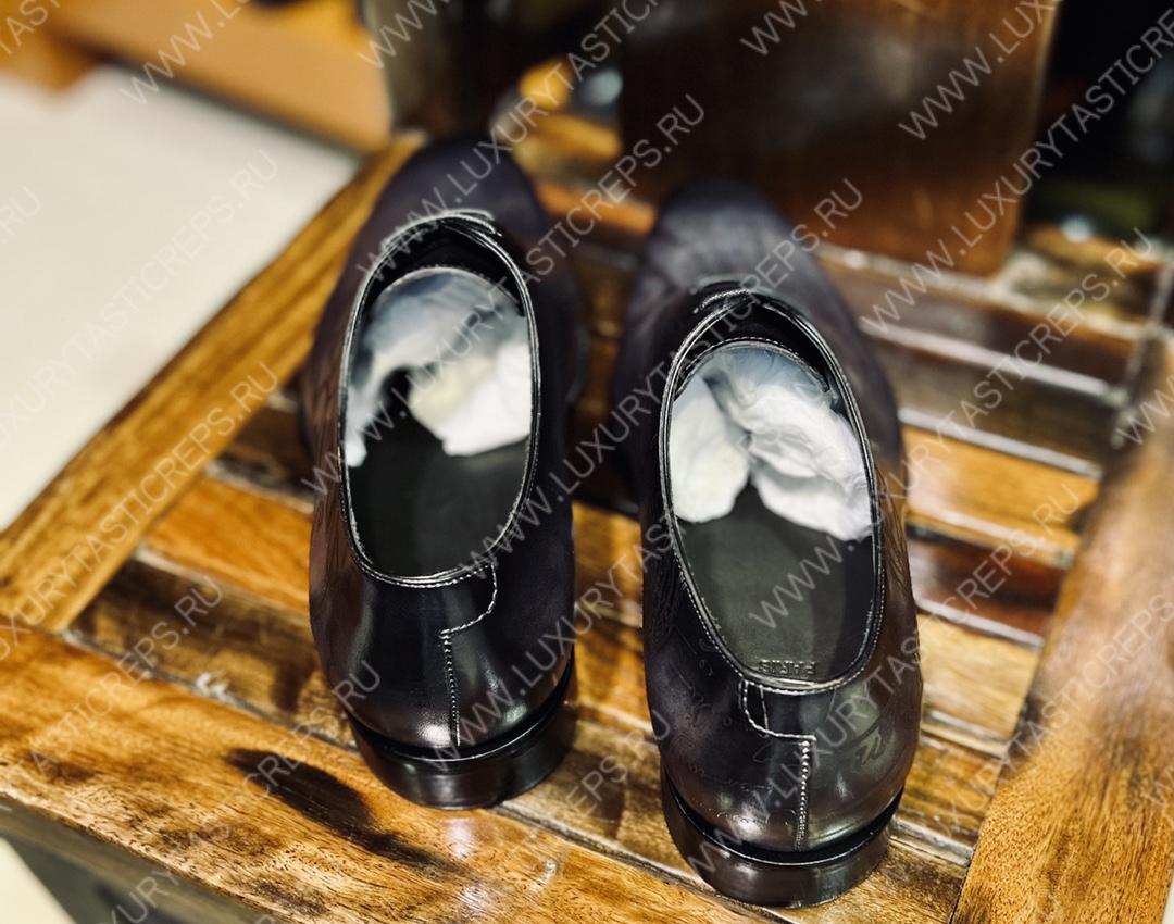 BERLUTI ALESANDRO DEMESURE NEO SCRITTO OXFORD NERO GRIGIO S5863
