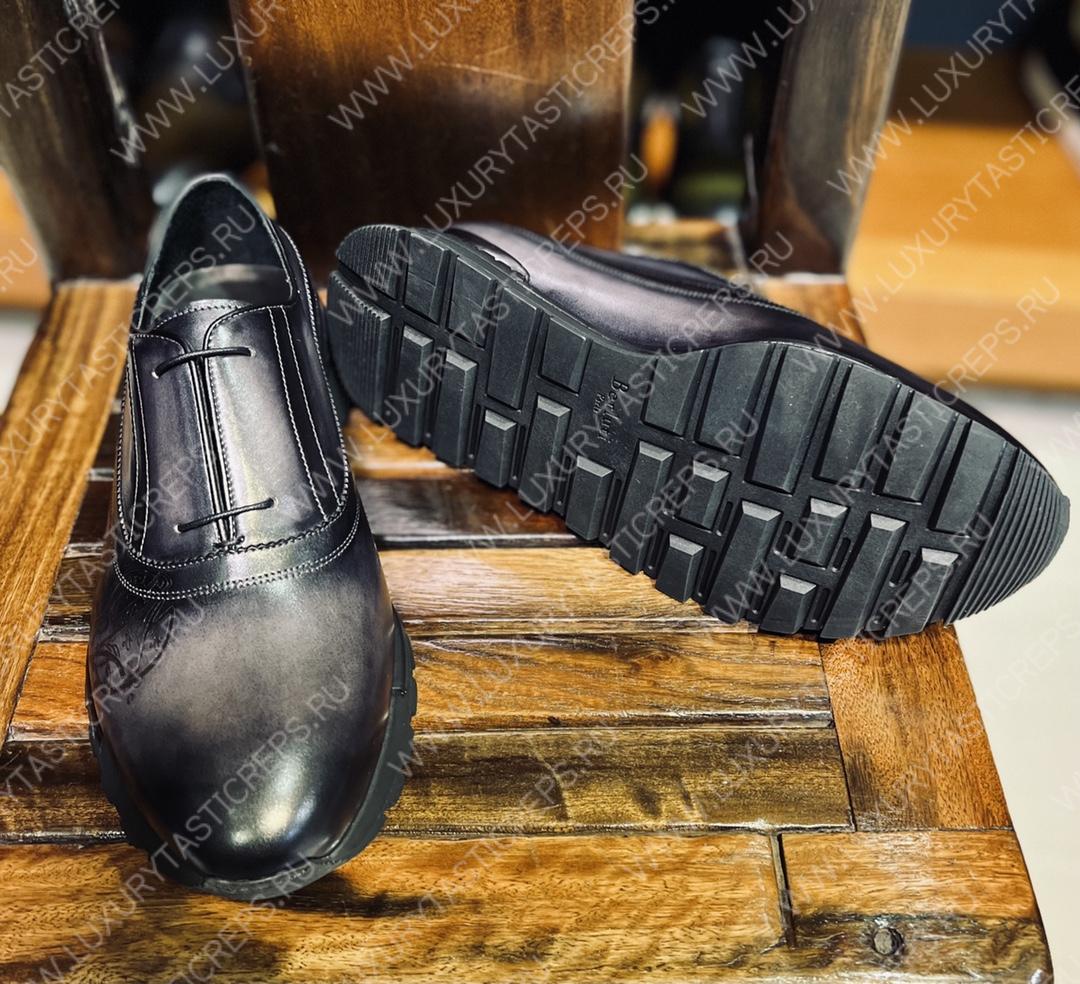 BERLUTI ALESANDRO DEMESURE NEO SCRITTO OXFORD NERO GRIGIO S5863