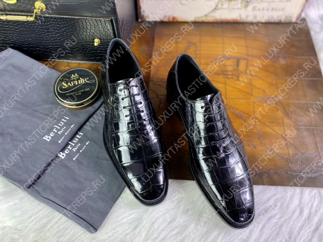 BERLUTI ALESANDRO DEMESURE NEO SCRITTO OXFORD NERO GRIGIO S5863