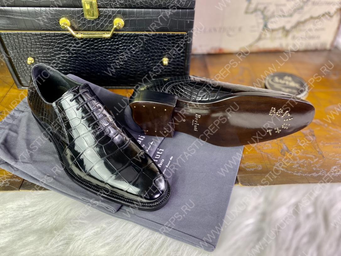 BERLUTI ALESANDRO DEMESURE NEO SCRITTO OXFORD NERO GRIGIO S5863