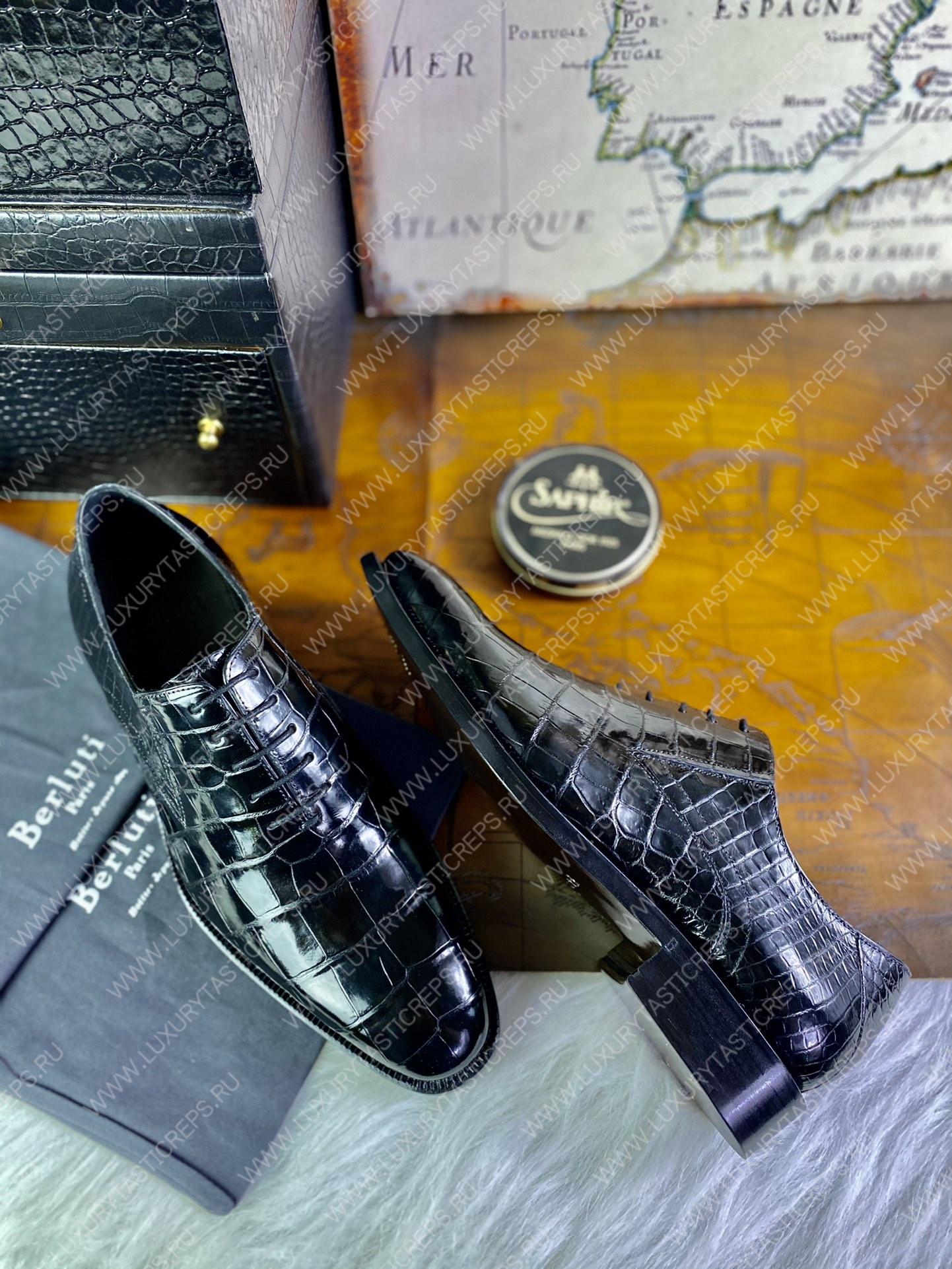 BERLUTI ALESANDRO DEMESURE NEO SCRITTO OXFORD NERO GRIGIO S5863