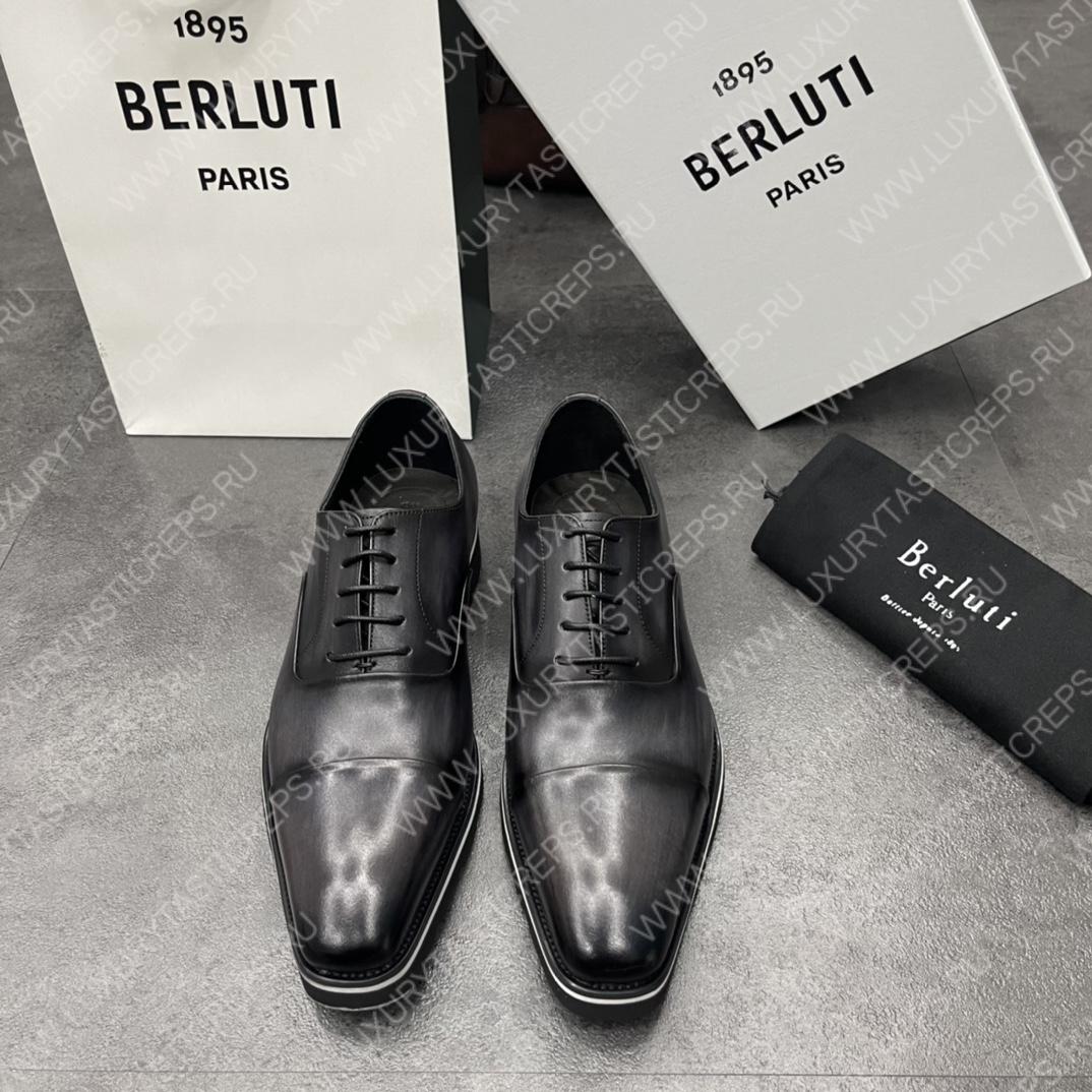 BERLUTI INFINI COUTURE OXFORD BLACK GREY S5704-V1