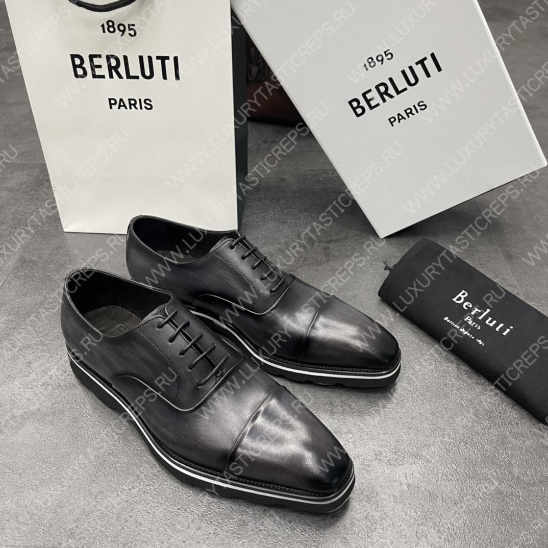 BERLUTI INFINI COUTURE OXFORD BLACK GREY S5704-V1