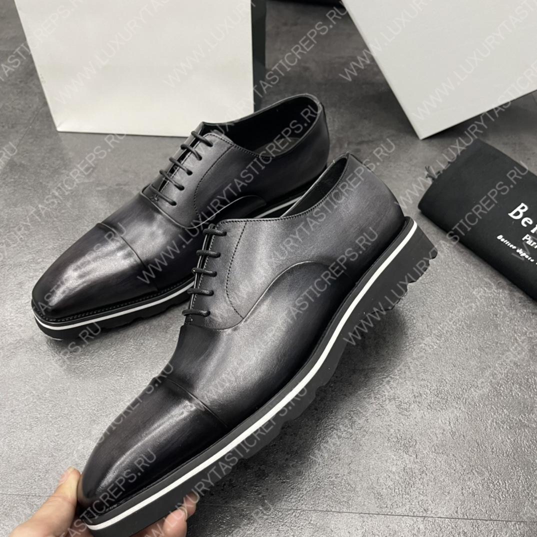 BERLUTI INFINI COUTURE OXFORD BLACK GREY S5704-V1