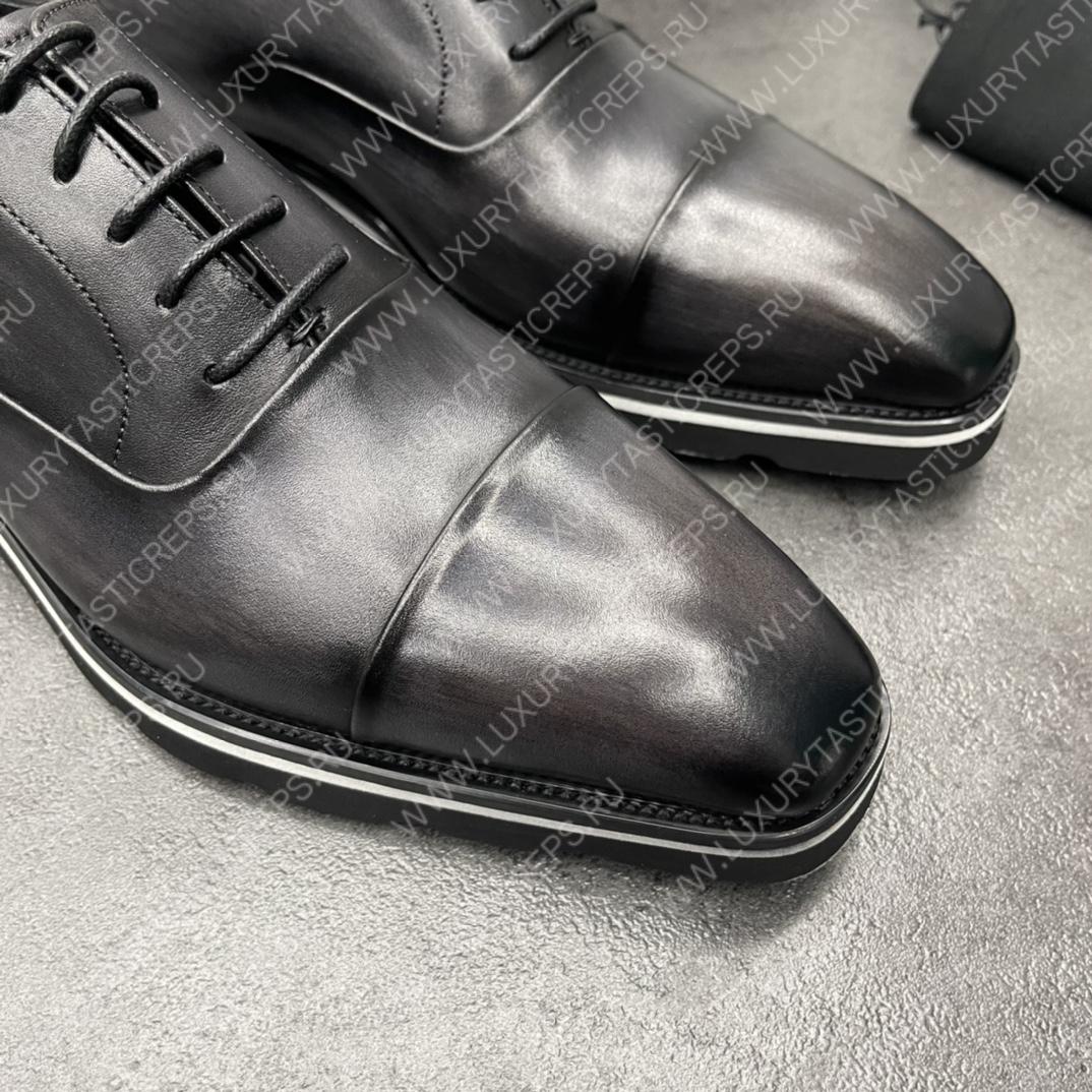 BERLUTI INFINI COUTURE OXFORD BLACK GREY S5704-V1