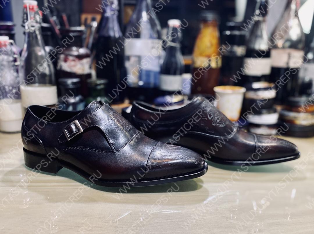 BERLUTI PATCHWORK DEMESURE MONK SHOE DARK BROWN S5590-V2