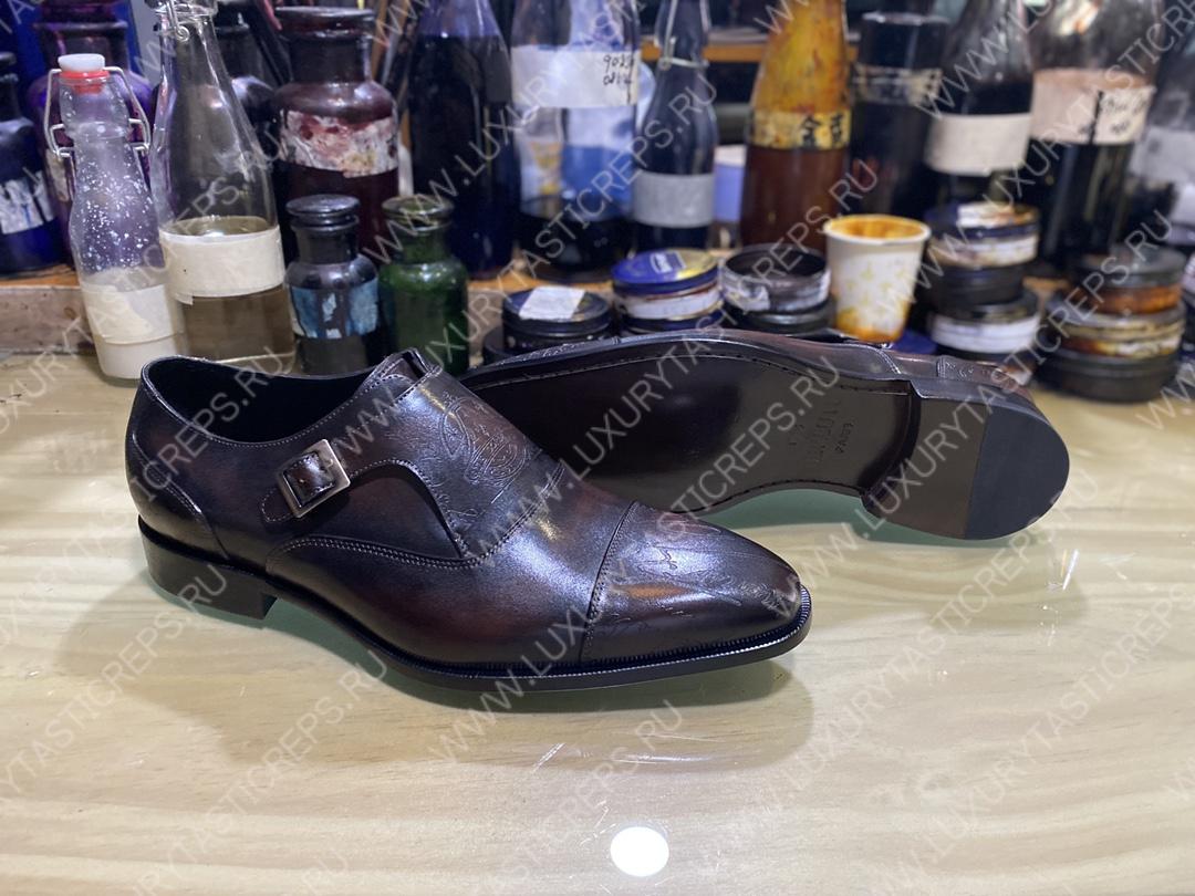BERLUTI PATCHWORK DEMESURE MONK SHOE DARK BROWN S5590-V2