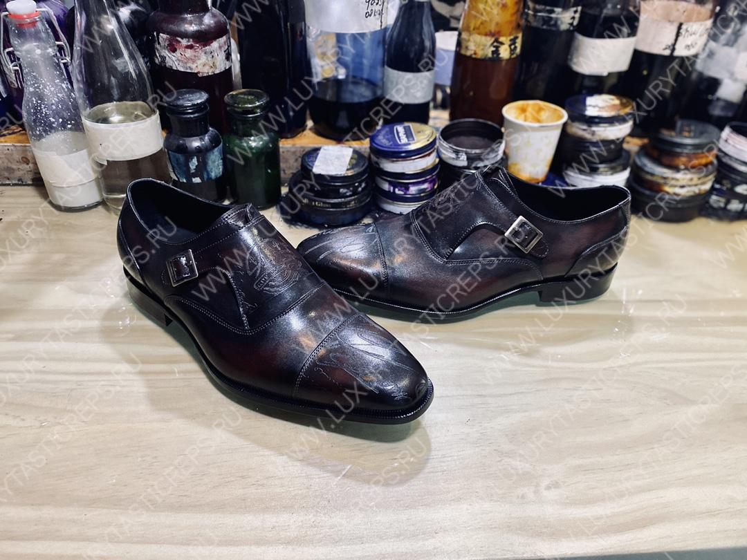 BERLUTI PATCHWORK DEMESURE MONK SHOE DARK BROWN S5590-V2