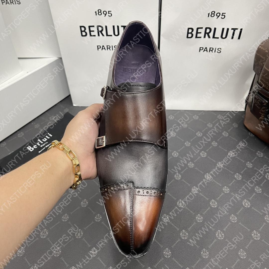 BERLUTI DOUBLE MONK SHOE BROWN AND BLACK S6025-V2