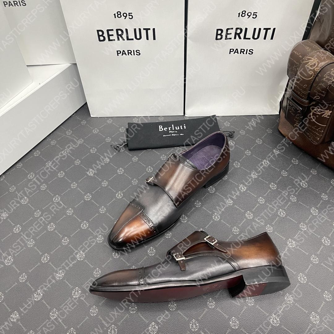 BERLUTI DOUBLE MONK SHOE BROWN AND BLACK S6025-V2