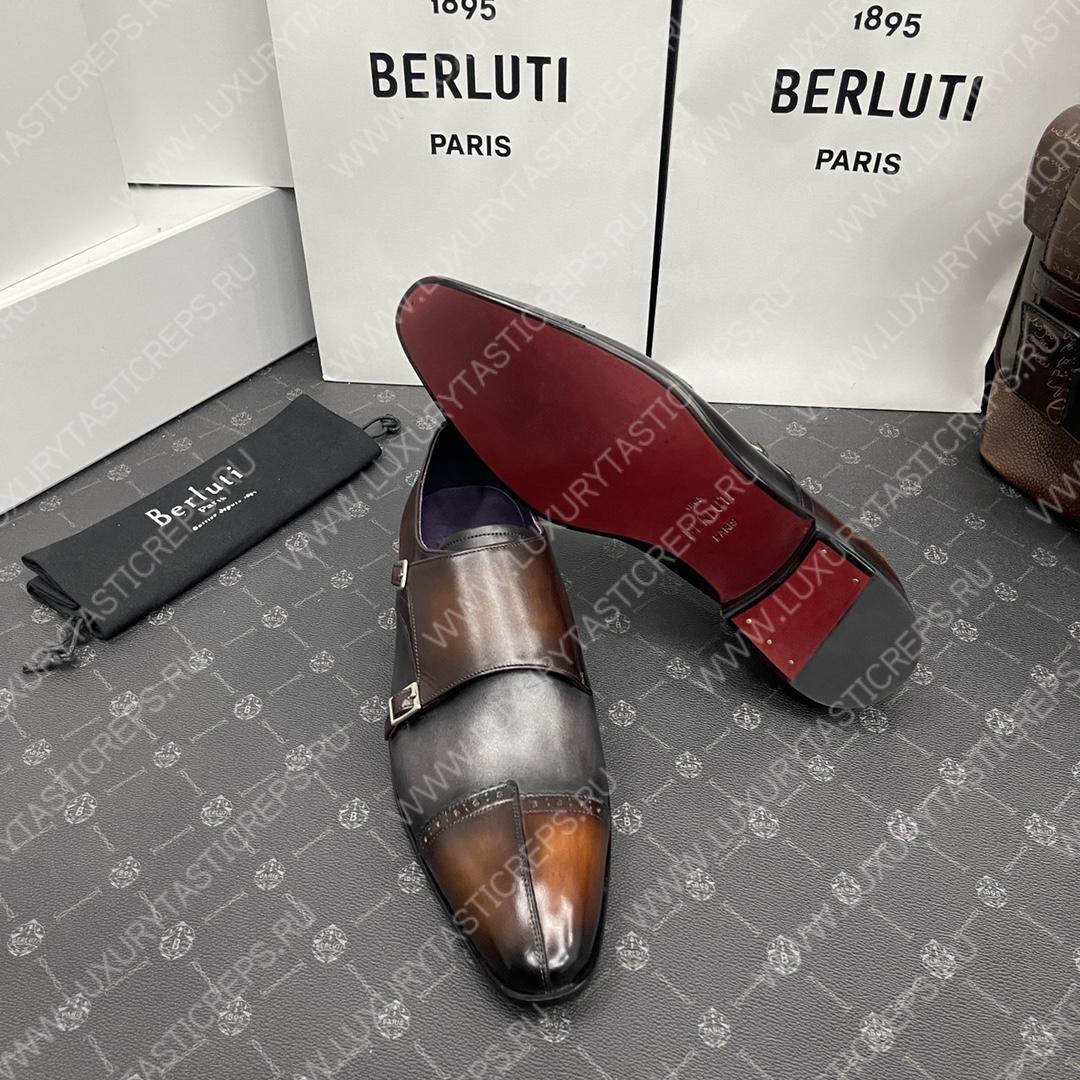 BERLUTI DOUBLE MONK SHOE BROWN AND BLACK S6025-V2