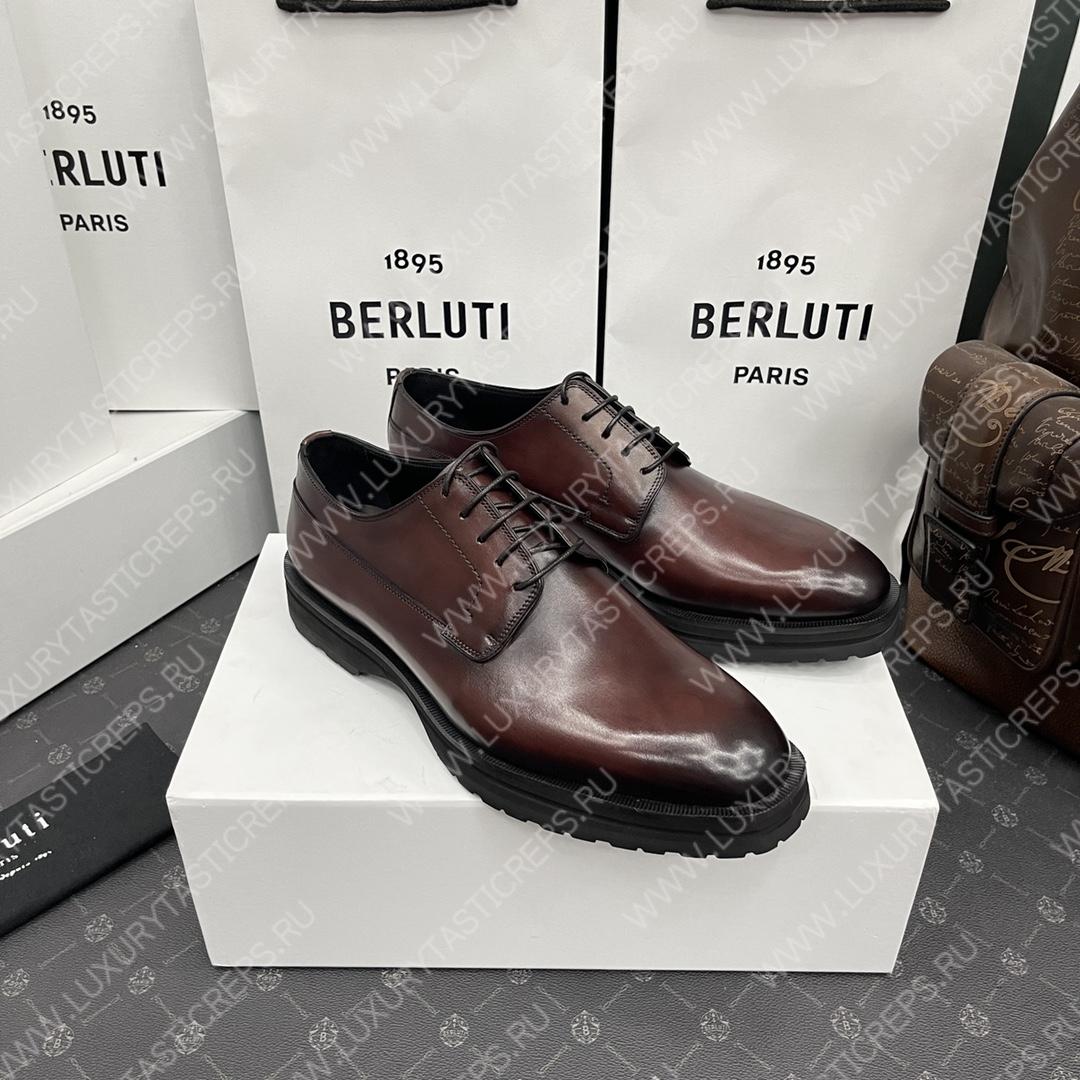BERLUTI EQUILIBRE OXFORD DARK BROWN S5501-V1