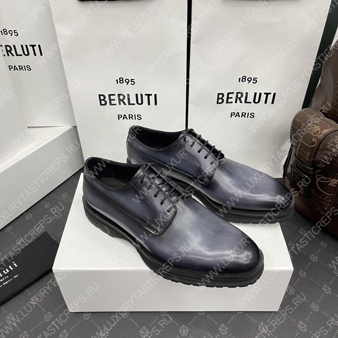 BERLUTI EQUILIBRE OXFORD BLACK GREY S5501-V1