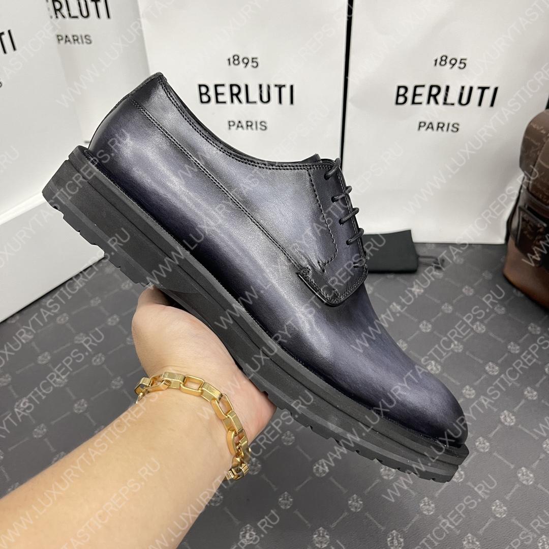 BERLUTI EQUILIBRE OXFORD BLACK GREY S5501-V1