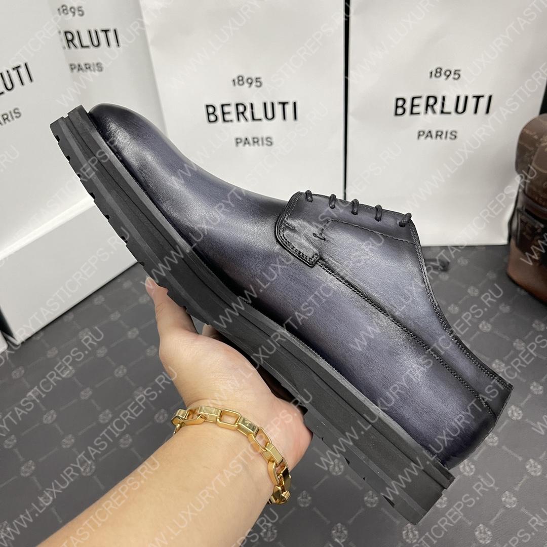 BERLUTI EQUILIBRE OXFORD BLACK GREY S5501-V1