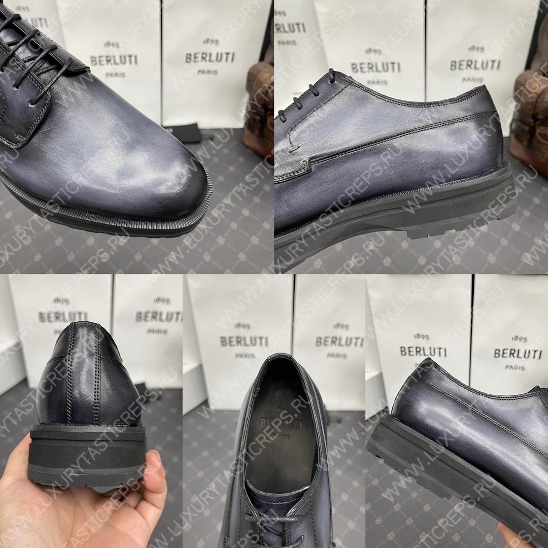BERLUTI EQUILIBRE OXFORD BLACK GREY S5501-V1