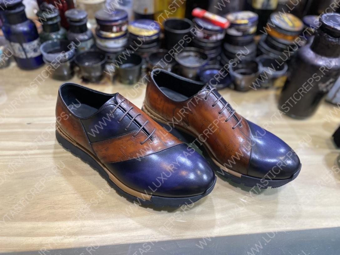 BERLUTI LEATHER OXFORDS BROWN S4540-VX1