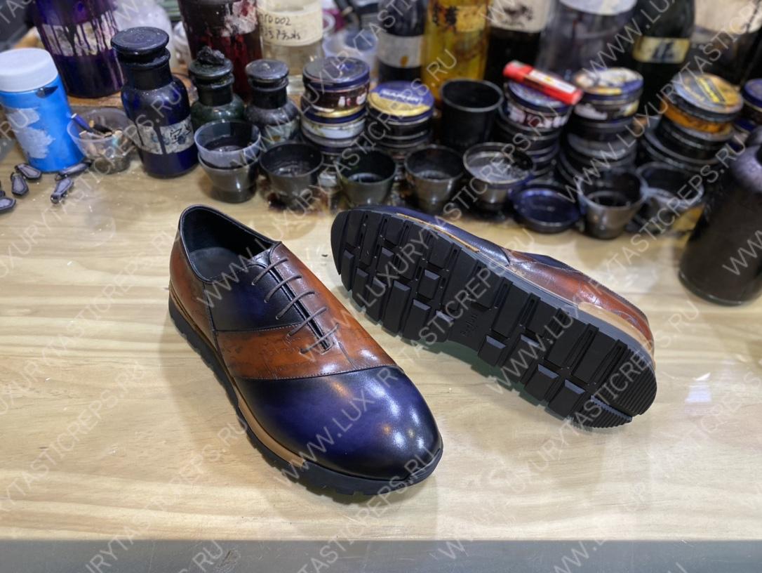 BERLUTI LEATHER OXFORDS BROWN S4540-VX1