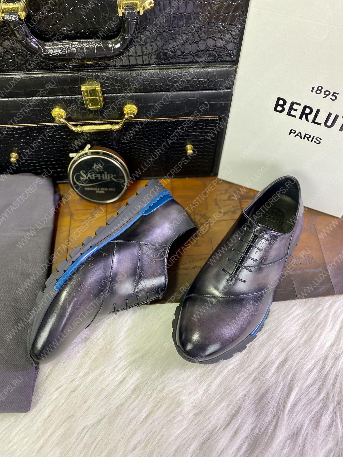 BERLUTI LEATHER OXFORD PURPLE S4440-VX1