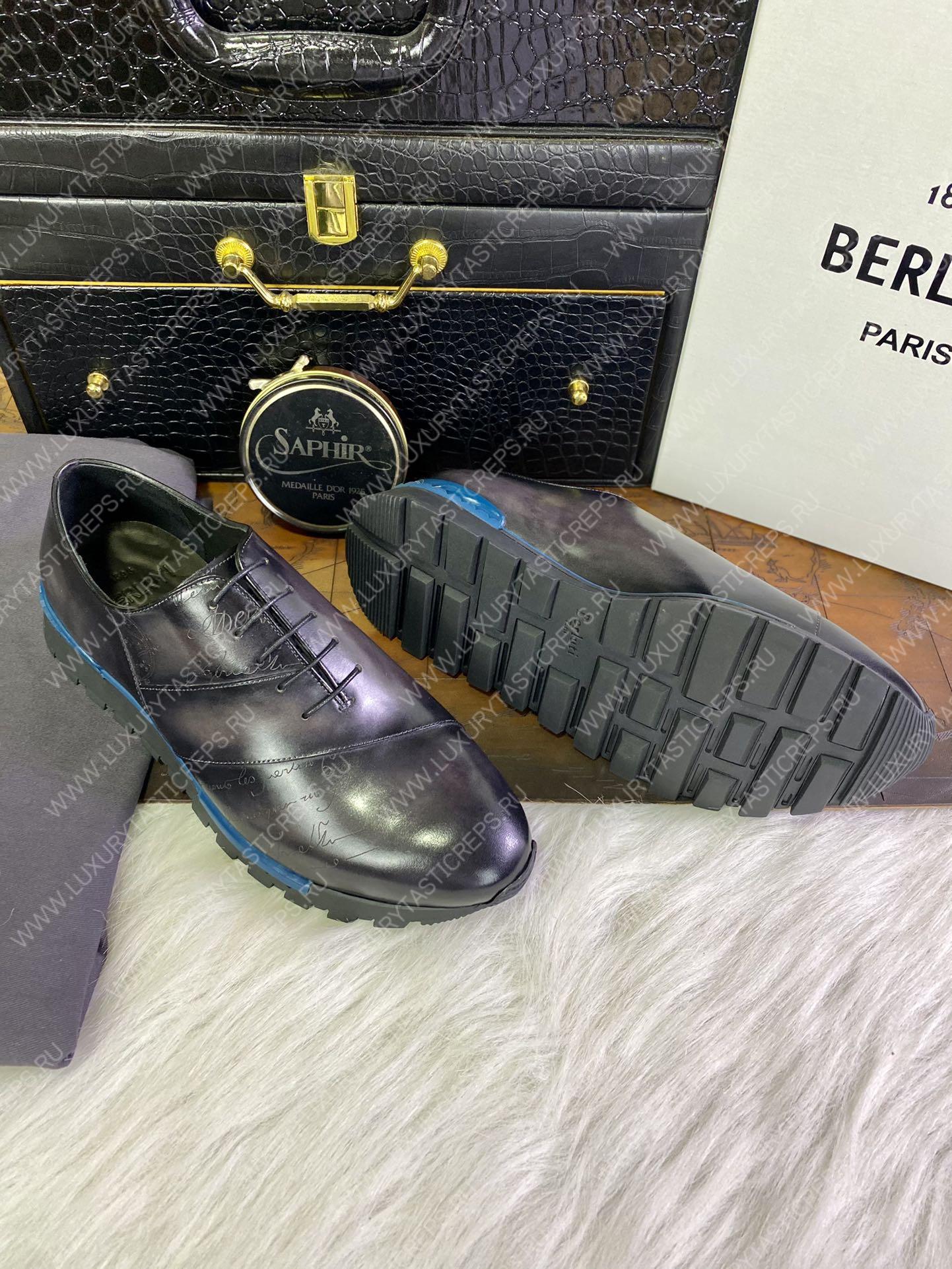 BERLUTI LEATHER OXFORD PURPLE S4440-VX1
